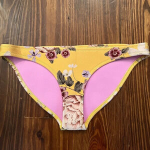 TRIANGL SWIMWEAR Neoprene Yellow Floral Bikini Bottom Size Medium